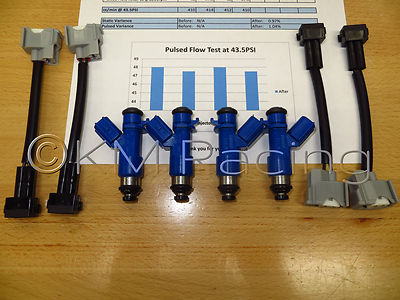 4x New Acura RDX 410cc Denso Fuel Injectors w/Adapters: Flow Sheet Included
