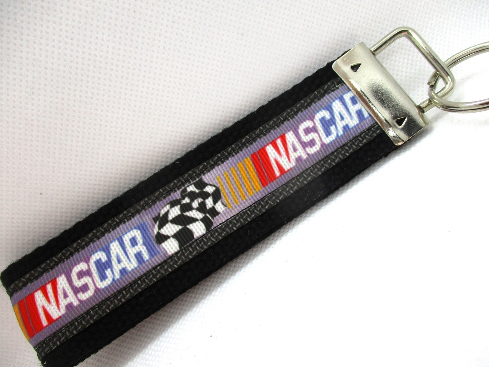 NASCAR Racing Ribbon on Strong Webbing Key Fob, Key Ring, Keychain ...