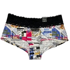 NWT TORRID Boyshort Pantie Sz 00X-0X-3X Black White Jersey Lace Cities