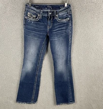 VIGOSS Jeans Womens 6 Blue Heritage Fit Bootcut Low Rise Embroidered Rhinestone