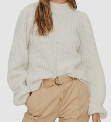 $120 Vero Moda Women's White High-Neck Long-Sleeve Sweater Sweatshirt Size XS
