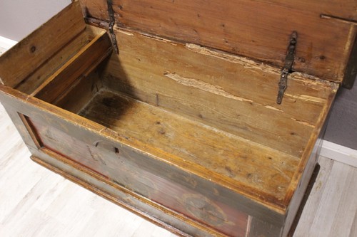 Antike Bauerntruhe Malerei Sideboard Eichenholz datiert 1804 Rarität - Bild 13 von 13