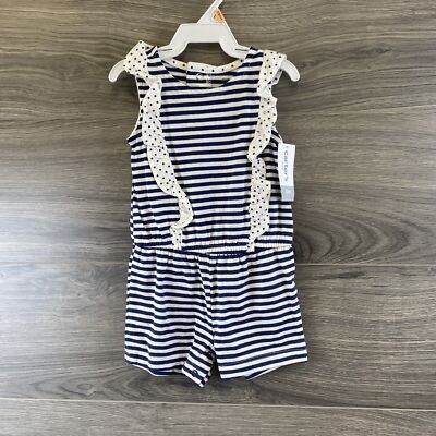 Carter''s Blue Striped & polka Dot Ruffle Snap-Up Romper 12 months 1PC Baby