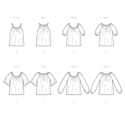 McCalls Sewing Pattern 8256 Misses 4-26 Easy Tops Gathered Neckline & Sleeve Var - Picture 3 of 9