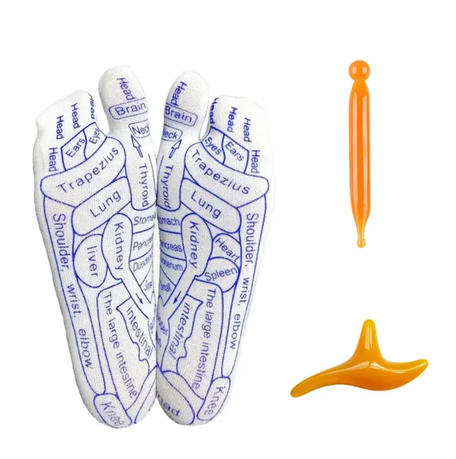 Reflexology Chart Socks with Trigger Point Massage Tool eBay