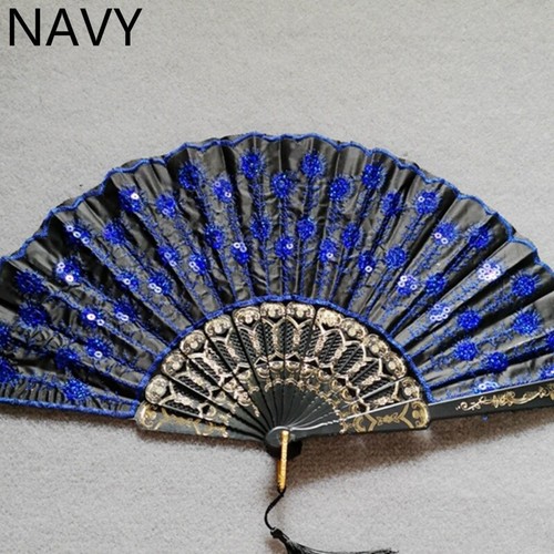 Party Sequin Folding Fan Dance Lace Tassel Fringe Lolita Spanish Hand Held Decor - Picture 17 of 23