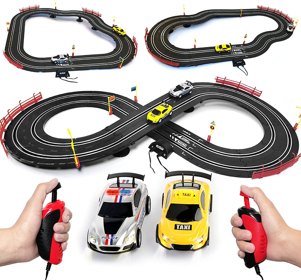 Electric High-Speed Slot Car Race Track Sets,1:43 Scale Dual Race Track with 2 S