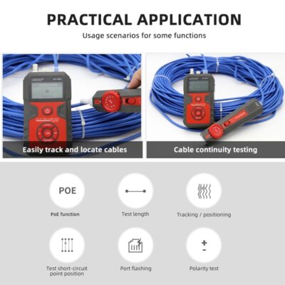 NF-858C Network Cable Tester Trace Line Locator POE BNC Finder Measure Length