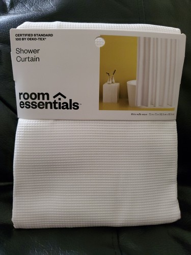 Waffle Weave Fabric Shower Curtain - Room Essentials - White - 72" x 72" NEW - Picture 2 of 6