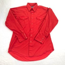 Wrangler Shirt 16 34 Cowboy Cut Regular Xlong Tails Single Needle Pearl Snap USA