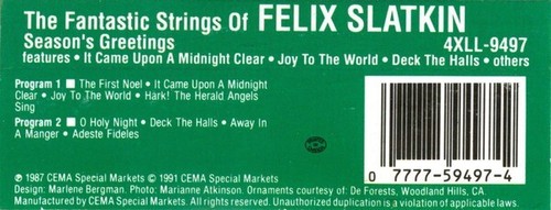 The Fantastic Strings Of Felix Slatkin – Season's Greetings (Cassette) - Picture 2 of 3
