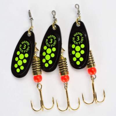 Mepps Black Fury Spinner - schwarz/schwarz/gelb - versch. Größen - 3Stück