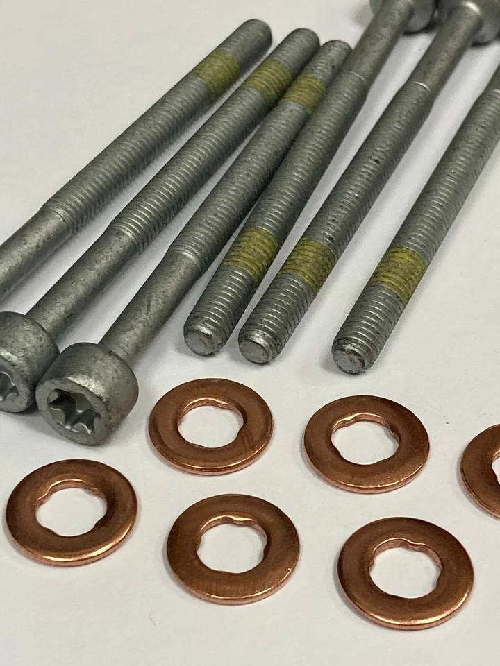 Juego de 6 cilindros y sello de boquilla de inyector de combustible inferior diésel para Mercedes Dodge Foto 3 de 4