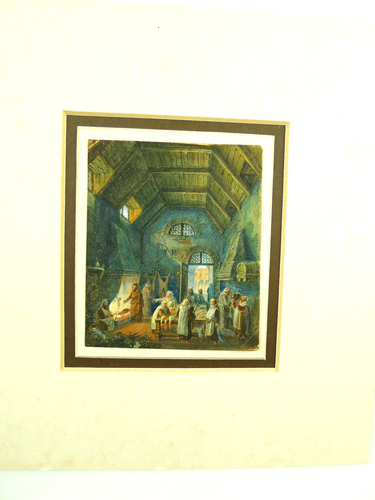 ANTICA MINIATURA FIAMMINGA DIPINTO CUCINA CUOCO CONVENTO MONASTERO FRATI XIX SEC - Foto 5 di 5