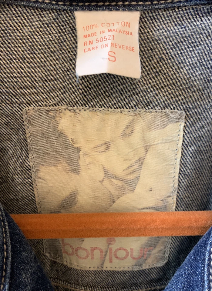 Chaqueta Jean Bonjour Jeans Vintage Años 80 Azul Denim Mujer Pequeña S Retro Años 80 Foto 3 de 4