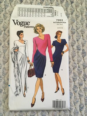 VOGUE 7993 Draped, asymmetric knit dress/gown sz 8-10-12; Uncut FF ...