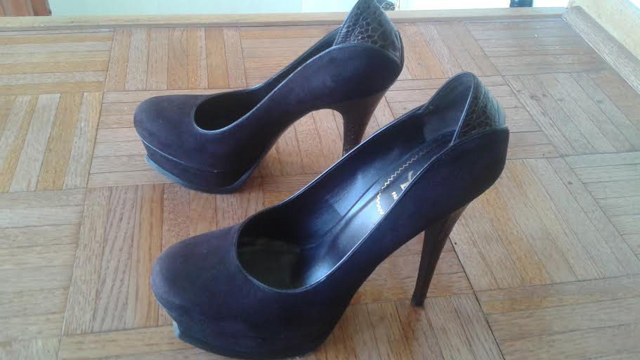 YSL Yves Saint Laurent 39 5 tacco plateau marrone scamosciato OMAGGIO