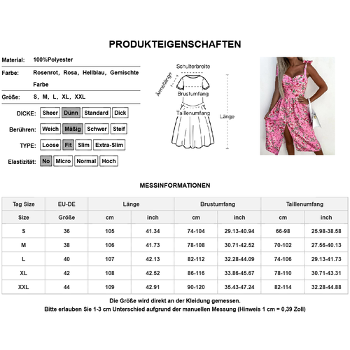 Damen Blumen Sommerkleid Trägerkleid Spliss Urlaubkleid Strandkleid Midikleid DE - Bild 2 von 21