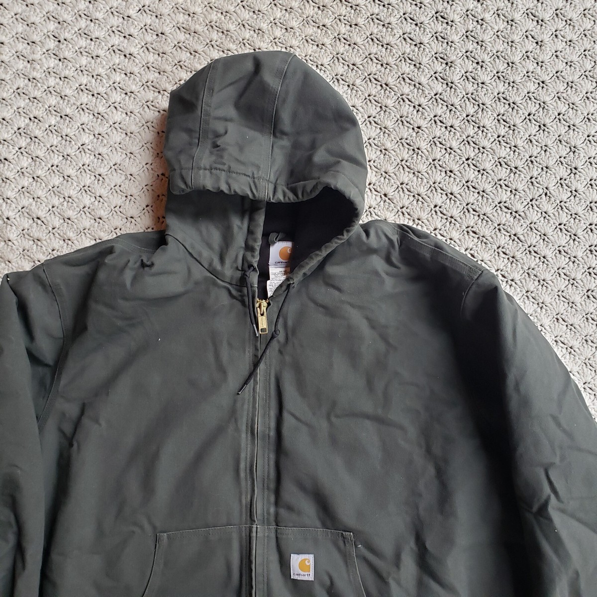 Carhartt Men's Quilted Fleece Lined Full Zip Hooded Canvas Jacket