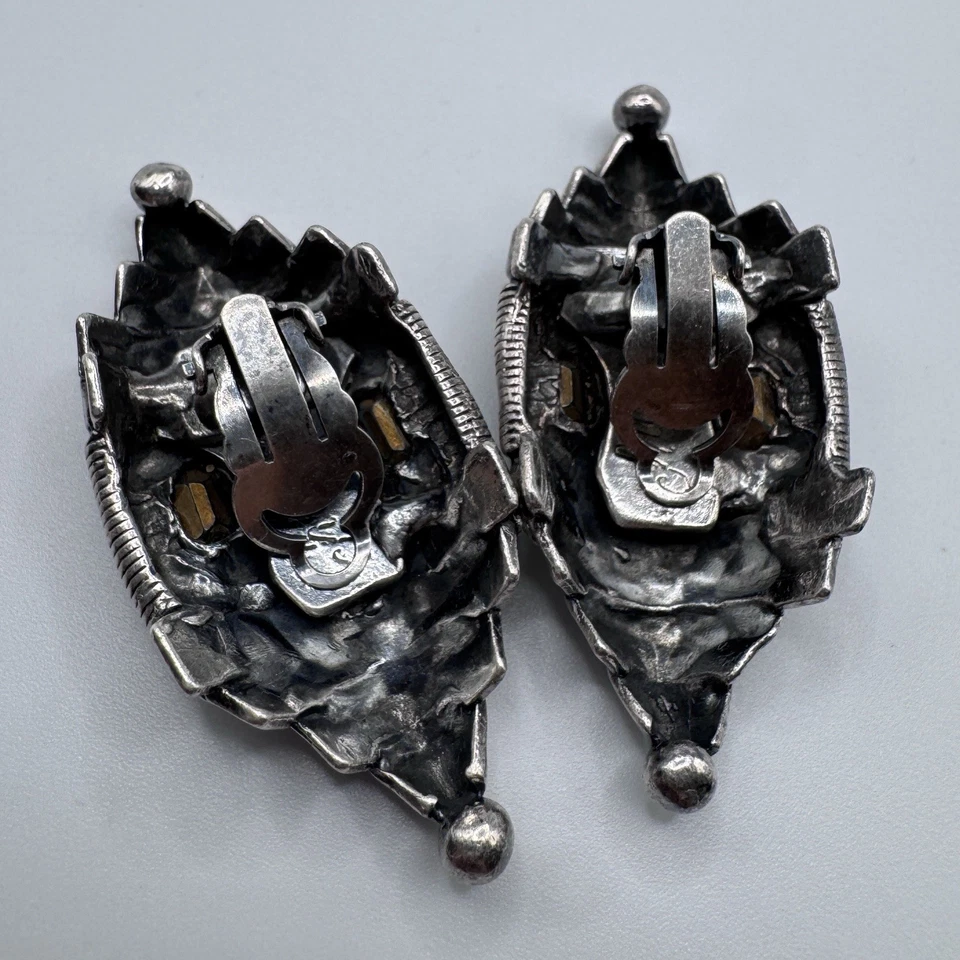 Vintage Grands CLIPS boucles d'oreilles Créateur - Photo 3/4