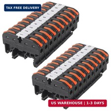 DIN Rail Terminal Blocks Kit, 20pcs Universal Compact Wire Wiring Connector with