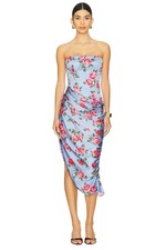 Katie May Toto Gown in Perirose Small New Womens Floral Satin Midi Dress