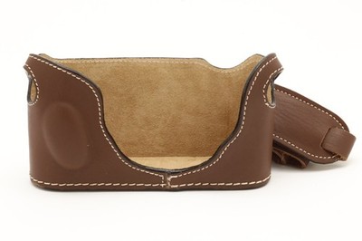 New Luigi M6 Basic Plus Leather Half Case with Strap (Chocolate/Black) #49095