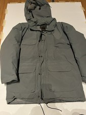 Vintage Eddie Bauer Goose Down Gore Tex Parka Hooded Medium Blue Grey