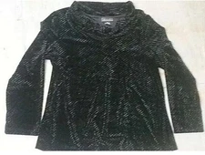 ELEMENTZ Women L/S Black Velvet Cowl Neck Shirt Top Size XL EC #5-0118