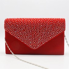 Women's Satin diamante Clutch Bag Evening Bridal Fashion Wedding  Handbag UK