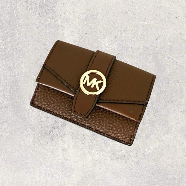 Michael Kors MK GeldböRse Portemonnaie Geldbeutel Greenwich Braun Gold Leder NEU-image