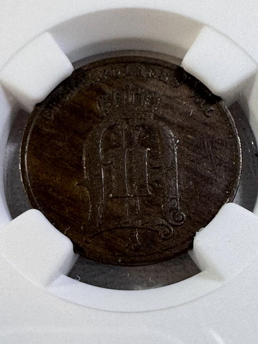 1877 Sweden 2 Ore Bronze Coin Graded AU 50 BN by NGC Small Letters