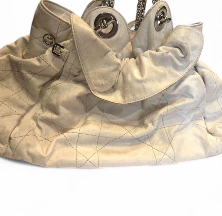 Christian Dior Lambskin Cannage Medium Le Trente Tote White - Image 2 of 4