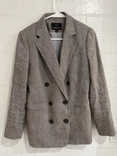 J. Crew Bristol Herringbone Blazer Italian Cotton Linen Double Breasted Sz 2