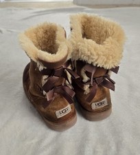 Women's UGG Boots Bailey Bow II Lined Winter Booties Brown Suede Flats Size 9