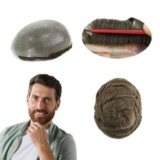 Parrucchiere uomo Toupee pelle super sottile sistema di sostituzione capelli umani Mirage #8R