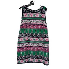 Talbots Petite size 10 petite Sleeveless pink green Paisley striped Dress lined