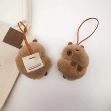 Capybara Plush Keychain Name Tag Bag Charm Kids Backpack Label Keyring Gift