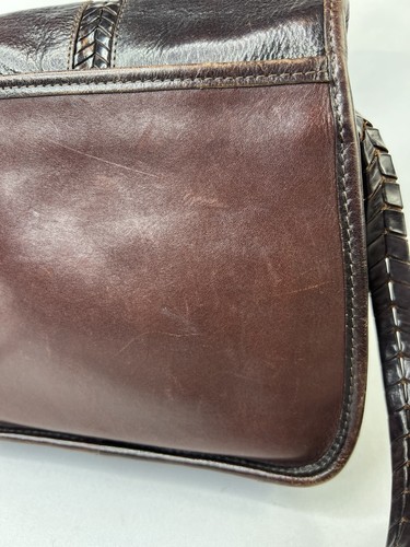 Borsa a tracolla vintage anni 90 Brighton Turn Lock in pelle ferramenta argento marrone - Foto 6 di 16