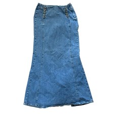 Vintage Y2K Jeans Denim Maxi Skirt Juniors Size 5 R4RLow Rise Boho Grunge