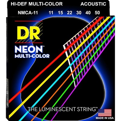 DR NMCA-11 Hi-Def Neon Multi-Color Acoustic Guitar Strings 11-50 -