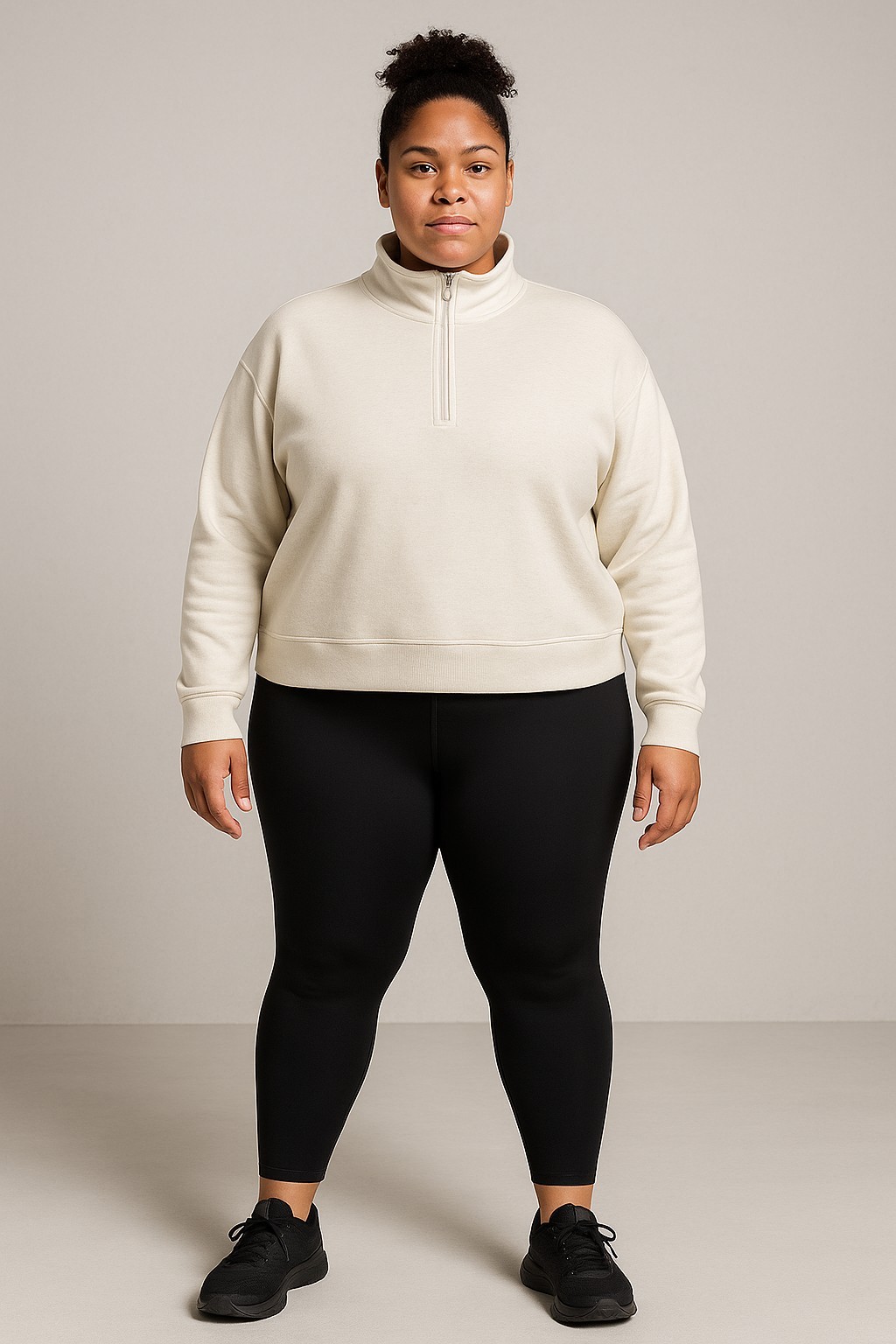 Fabletics Beige Half-Zip Pullover Sweatshirt Beig… - image 1