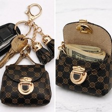 Mini Bag Charm w/ Tassels Key Holder Goldtone Hardware  READ DESCRIPTION  348