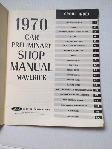 Genuine Original 1970 FORD MAVERICK CAR PRELIMINARY SHOP MANUAL Mouse Bite - Picture 6 of 15