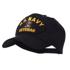 Veteran Military Large Patch Cap - US Navy Black OSFM