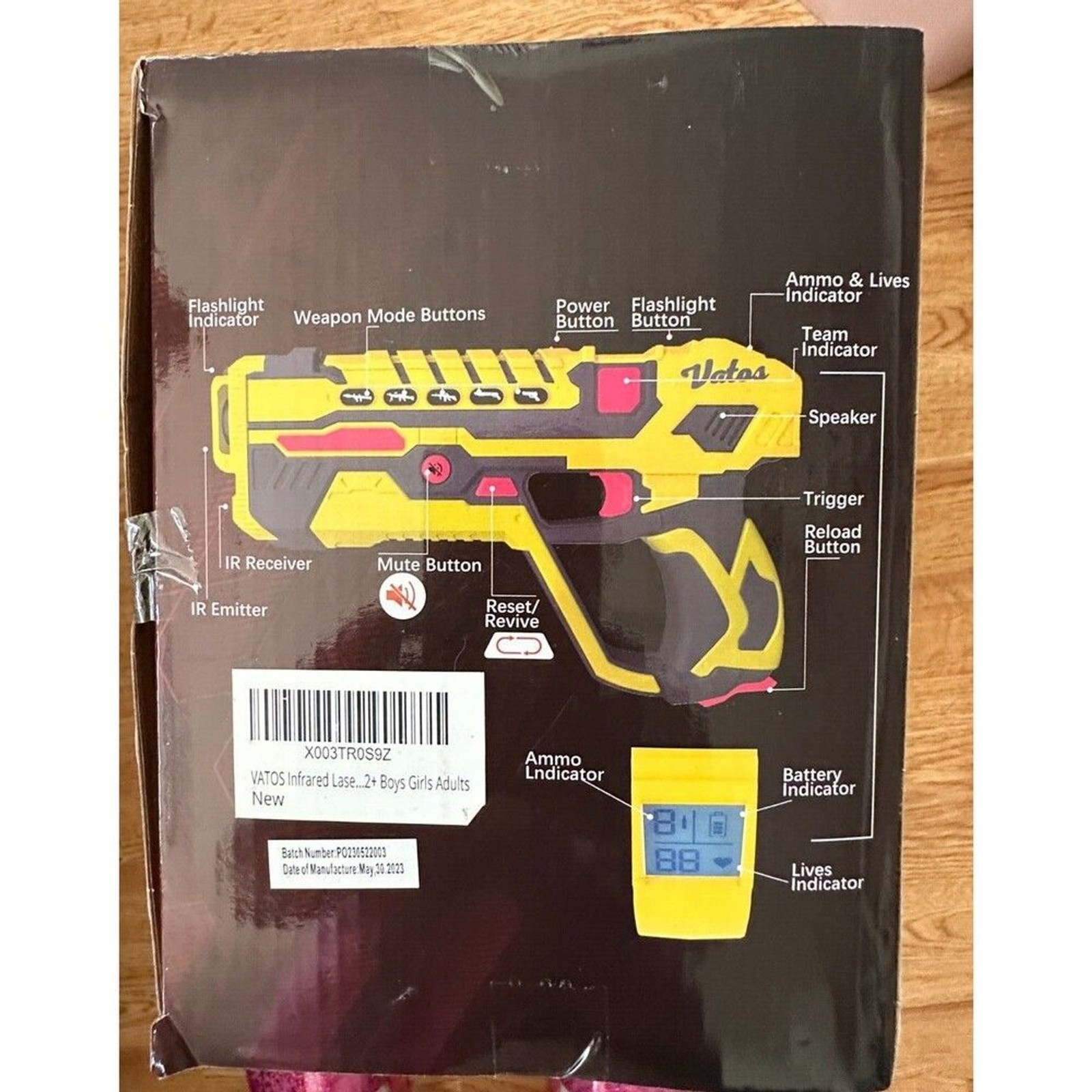 Vatos Rechargeable Laser Tag Set Model BB8933A Complete  Multiplayer Set 