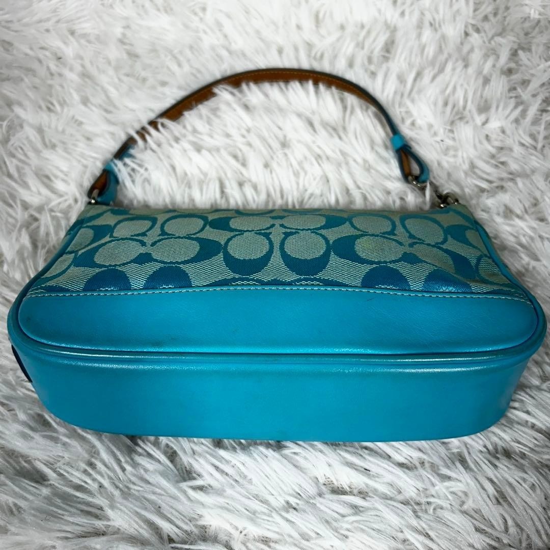 Coach Signature Demi mini Pouch Hand Bag Canvas Leather All Light