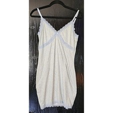 H M Blue Lace Trim Chemise Sleepwear Lingerie Women Lightweight Nightgown 8