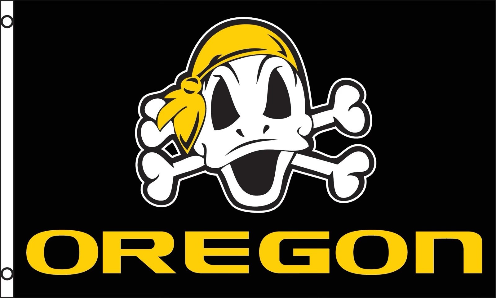 Oregon Ducks Pirate Black Background Team Logo Flag 3x5 FT Retro Wall Banner