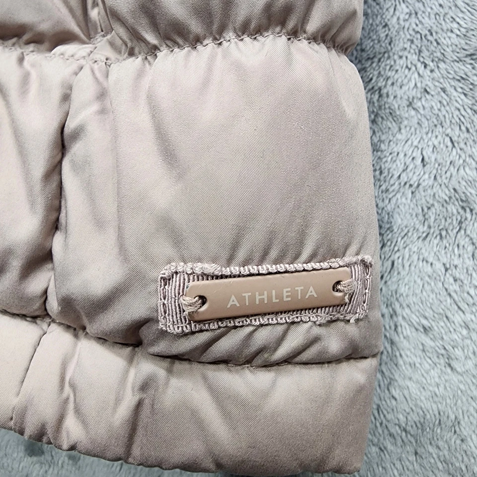 Athleta Jacket Womens XS Dusty Pink Downabout Quilted Puffer Down Asymmetric Zip - Image 4 of 4